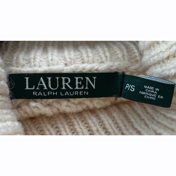 Ralph Lauren Womens Cream Ivory Chunky Cable Knit Sweater Poncho Petite Small - Picture 7 of 9